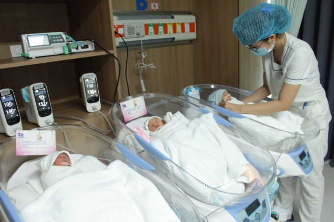 Ca sinh tam thai tự nhiên hiếm gặp được chào đời an toàn tại Bệnh viện Đa khoa Tâm Anh. Ảnh: Bệnh viện Đa khoa Tâm Anh.