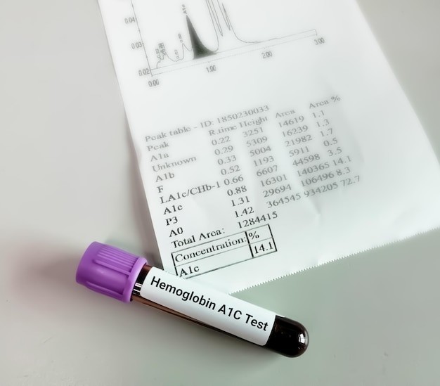Xét nghiệm máu HbA1c dùng để kiểm tra lượng glucose gắn với hemoglobin trong các tế bào hồng cầu. Ảnh: Freepik