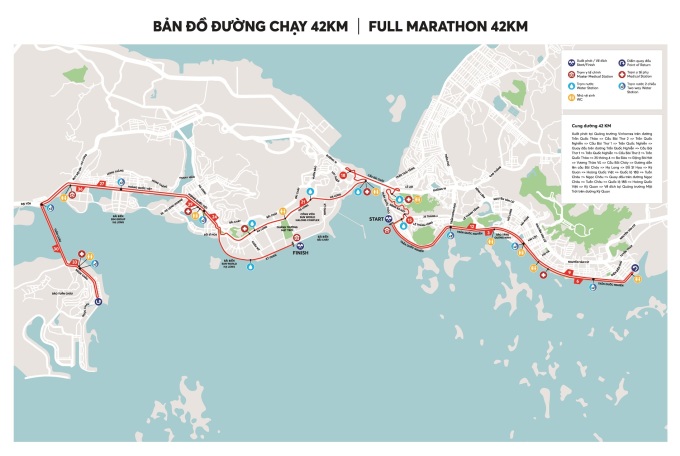 Bản đồ đường chạy 42 km tại VM Hạ Long 2022.